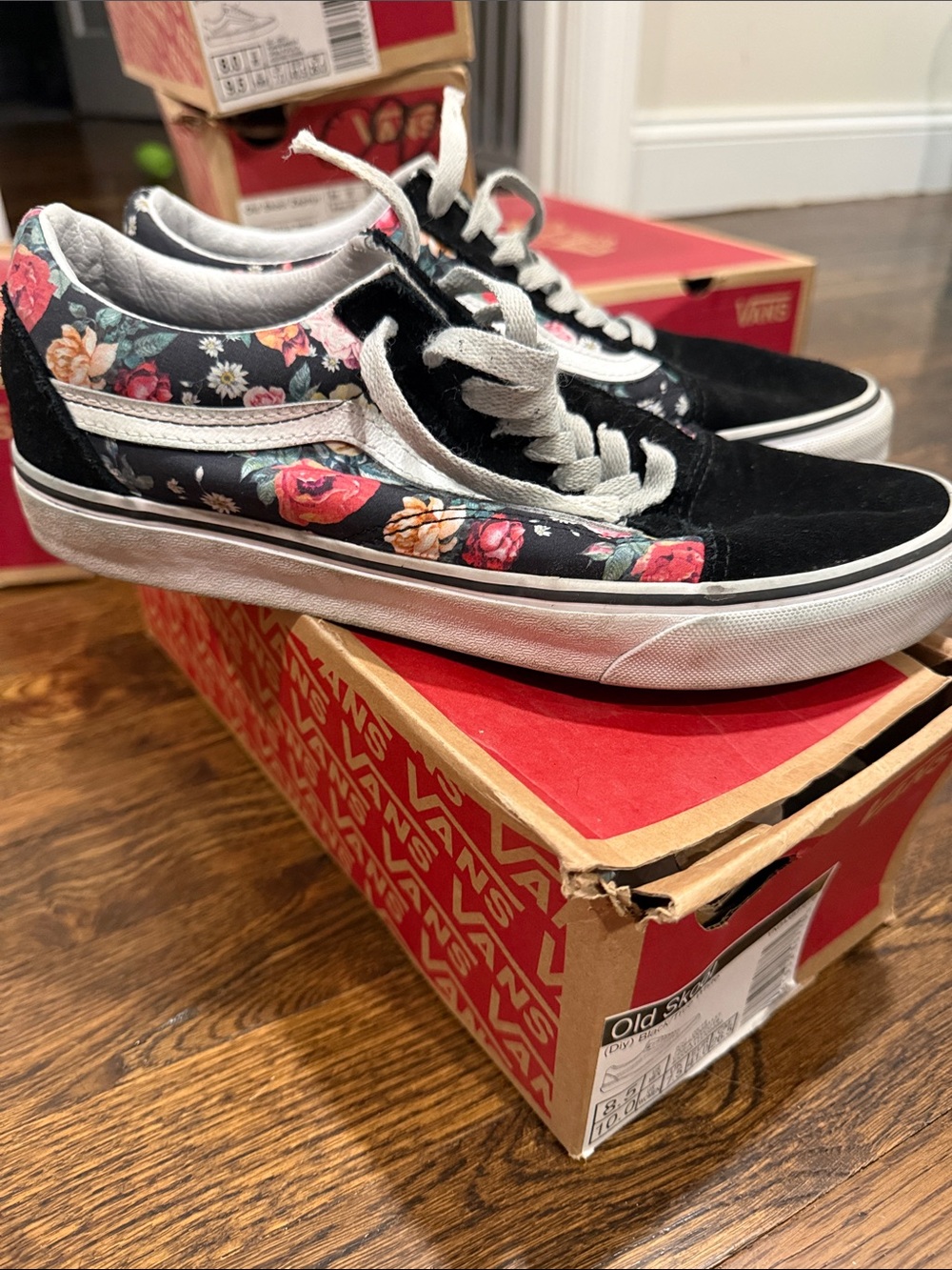 Vans Old Skool Black Floral Canvas & Suede Sneakers